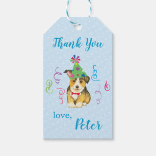 Etiquetas Para Regalos Partido de Cumpleaños Pembroke Welsh Corgi Gracias
