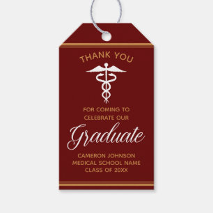 Etiquetas Para Regalos Partido de Graduación de la Escuela Médica Maroon