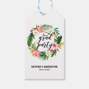 Etiquetas Para Regalos Partido de Graduación de la Guirnalda Floral Tropi