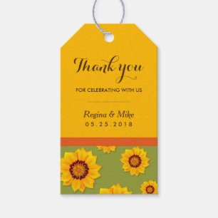 Etiquetas Para Regalos Partido del patrón de girasol amarillo favorece la