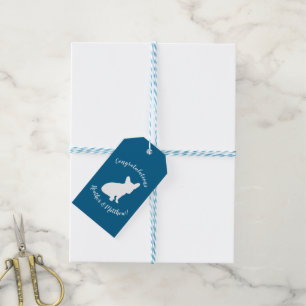 Etiquetas Para Regalos Partido temático francés del Bulldog - Azul Baby S