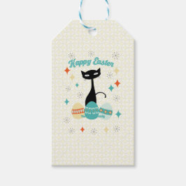 Etiquetas Para Regalos Pascua feliz, era atómica, gato moderno de mediado