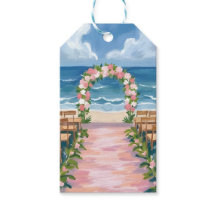 Pasillo de boda en la playa con acuarela floral