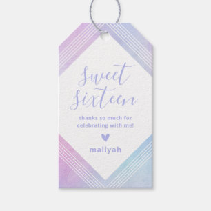 Etiquetas Para Regalos Pastel Acuarela Dulce Dieciséis Gracias Morado