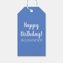 Etiquetas Para Regalos Pastel Blue Simple Script Birthday Name