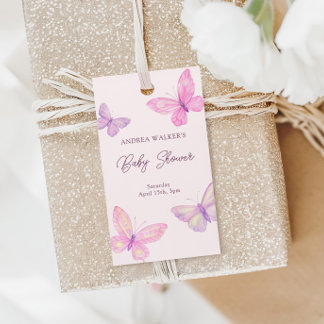 Etiquetas Para Regalos Pastel Butterflies Pink Purple Baby Shower