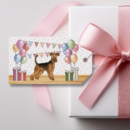 Etiquetas Para Regalos Pastel Colorido de Cumpleaños Feliz Airedale Terri