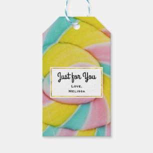Etiquetas Para Regalos Pastel de caramelos en espiral arcoiris foto sólo