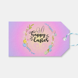 Etiquetas Para Regalos Pastel de contorno de conejo de pascua feliz