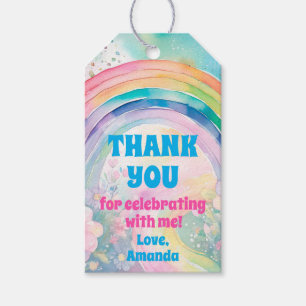 Etiquetas Para Regalos Pastel Flores Arcoiris Día de Aniversario Retro Gr