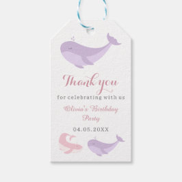 Etiquetas Para Regalos Pastel Pink Lilac Whale Thank you  Birthday Party