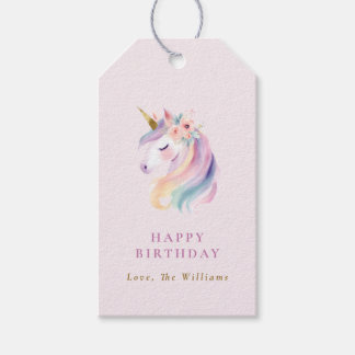 Etiquetas Para Regalos Pastel Rainbow Floral Unicorn Birthday Present
