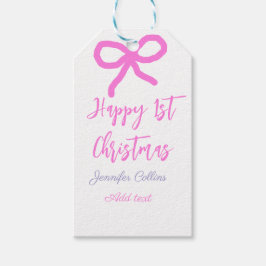 Etiquetas Para Regalos Pastel rosa morado feliz primer Navidades doblar n