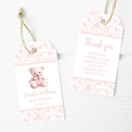 Etiquetas Para Regalos Pastel rosa oso de peluche bebé ducha gracias