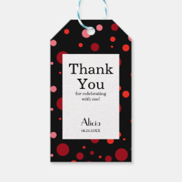 Etiquetas Para Regalos Pastel Ruby Cranberry Polka Dot Black Gracias