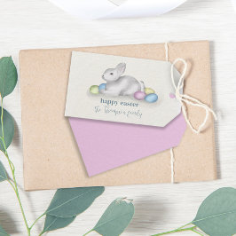 Etiquetas Para Regalos Pastel simple Feliz Pascua Bunny Clásico