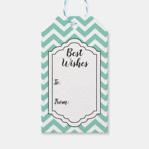 Etiquetas Para Regalos Pastel Turquesa y Chevron Blanco Cumpleaños Boda