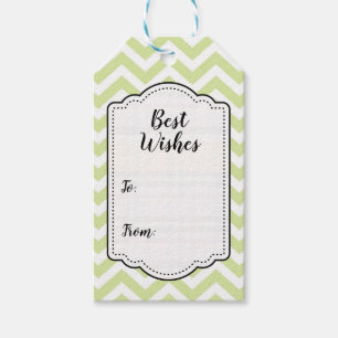 Etiquetas Para Regalos Pastel Verde y Blanco Chevron Cumpleaños de Boda