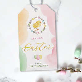 Etiquetas Para Regalos Pastel Watercolor Chick And Willow Wreath Easter