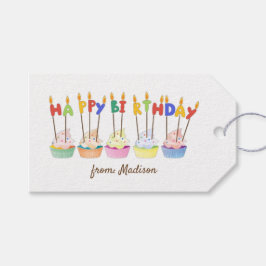 Etiquetas Para Regalos Pasteles Coloridos Y Velas Felices Cumpleaños