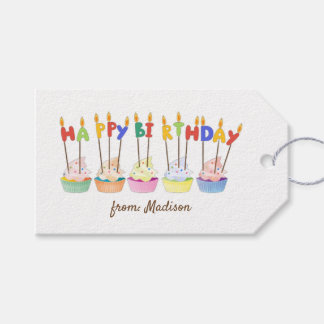 Etiquetas Para Regalos Pasteles Coloridos Y Velas Felices Cumpleaños