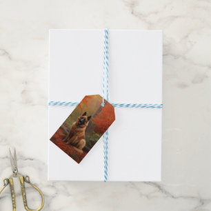 Etiquetas Para Regalos Pastor Belga en Otoño Hojas Caídas Inspiran