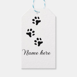 Etiquetas Para Regalos Pata de perro mascota negro añadir nombre texto fo