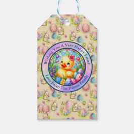 Etiquetas Para Regalos Patata de Pascua, flores y huevos de colores