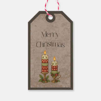 Etiquetas Para Regalos Patchwork Candles in Christmas Colors Gift Tag
