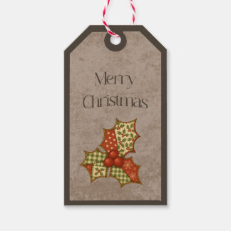 Etiquetas Para Regalos Patchwork Holly in Christmas Colors Gift Tag