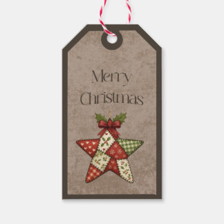 Etiquetas Para Regalos Patchwork Star Ornament Christmas Colors Gift Tag