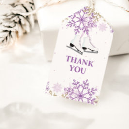 Etiquetas Para Regalos Patinaje sobre hielo Cumpleaños Morado y Copo de n