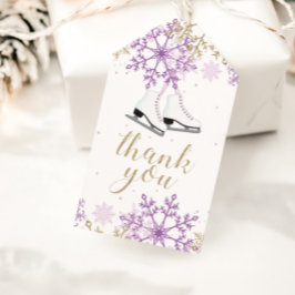 Etiquetas Para Regalos Patinaje sobre hielo Cumpleaños Morado y Copo de n