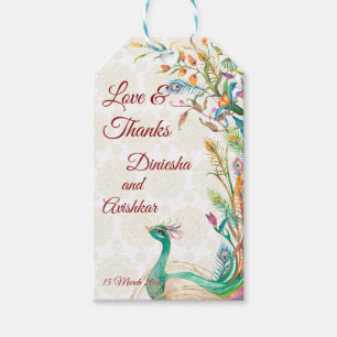 Etiquetas Para Regalos Patrón árabe de pavo real Regalo de la boda india