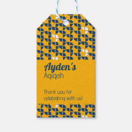 Etiquetas Para Regalos Patrón azul amarillo, Aqiqah Baby Shower