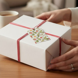 Etiquetas Para Regalos Patrón Botánico de Fresa Daisy Vintage 