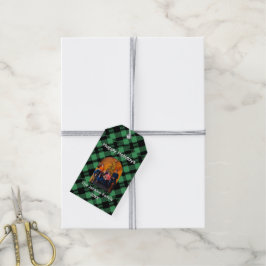 Etiquetas Para Regalos Patrón Clásico de Cuadros Verdes Navideños Persona
