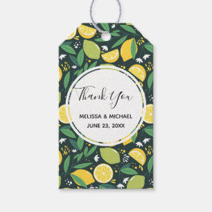 Etiquetas Para Regalos Patrón de alimentos de limón amarillo y fruta de l