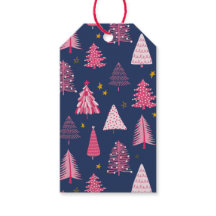 Patrón de árbol de Navidad azul y rosa