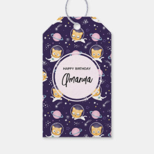 Etiquetas Para Regalos Patrón de astronautas de gatos gatitos