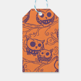 Etiquetas Para Regalos Patrón de búho naranja y morado de Halloween