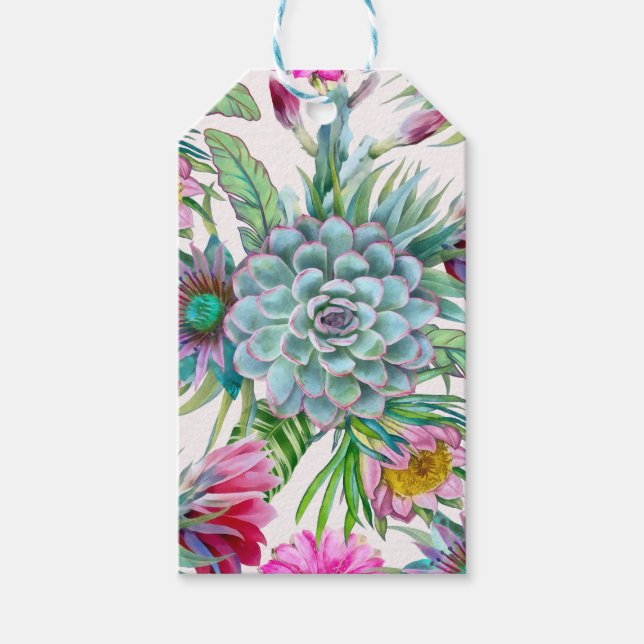 Etiquetas Para Regalos Patrón de Cacti (Anverso)