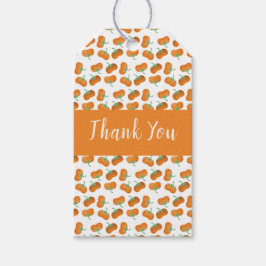 Etiquetas Para Regalos Patrón de calabazas otoñales Gracias Naranja