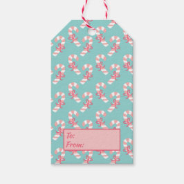 Etiquetas Para Regalos Patrón de caña de caña rosada - Navidades azules d