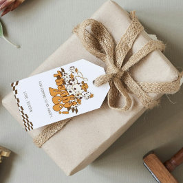 Etiquetas Para Regalos Patrón de chequeo de Halloween Retro Cowboy Gracia