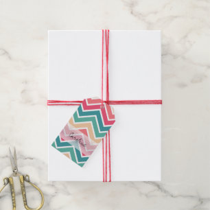 Etiquetas Para Regalos Patrón De Chevron Geométrico De Rojos De Cuchara