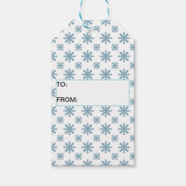 Etiquetas Para Regalos Patrón de copo de nieve retro bastante azul acuare