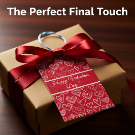 Etiquetas Para Regalos Patrón de corazón rojo de San Valentín