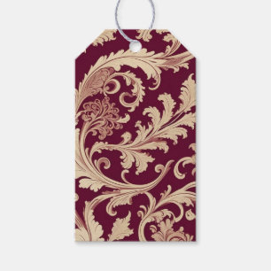 Etiquetas Para Regalos Patrón de cosecha marrón y pekinés