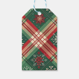 ETIQUETAS PARA REGALOS PATRÓN DE CUADROS DE NAVIDAD ROJO VERDE BLANCO